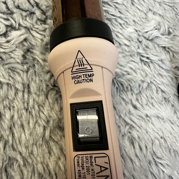 L'ange Hair Curling Wand #HT015B Blush Pink Rose Gold Corded Hot Hair Tool - Picture 3 of 7